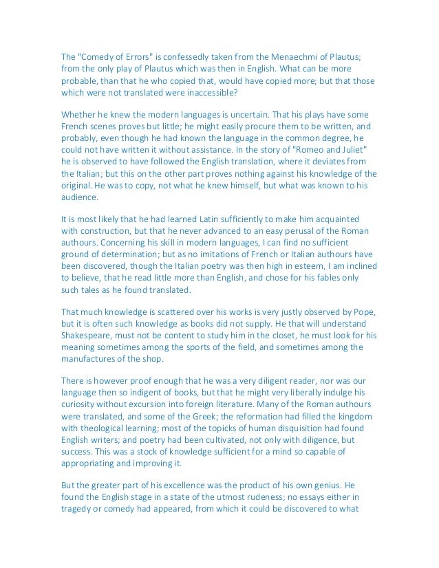 preface to shakespeare essay